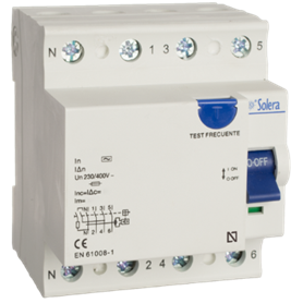 Diferencial 4P 4 modulos 40A clase AC SOLERA RCB4P40300