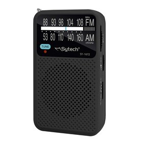 Radio de bolsillo AM-FM vertical negro SYTECH SY-1672NG