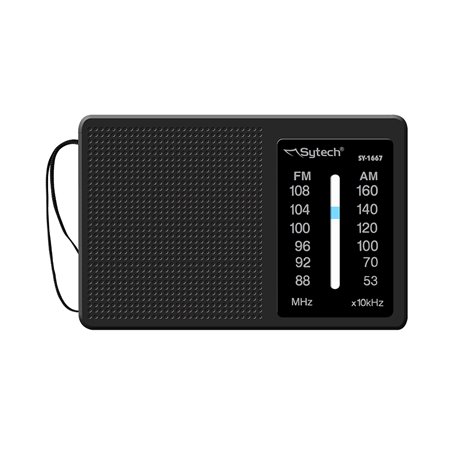 Radio de bolsillo AM-FM horizontal negro SYTECH SY-1667NG