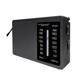 Radio de bolsillo AM-FM horizontal negro SYTECH SY-1667NG