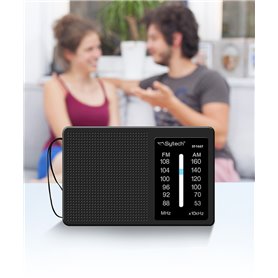 Radio de bolsillo AM-FM horizontal negro SYTECH SY-1667NG