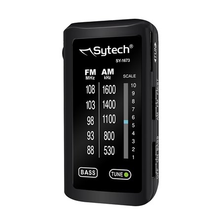 Radio de bolsillo AM-FM estereo negro SYTECH SY-1673NG