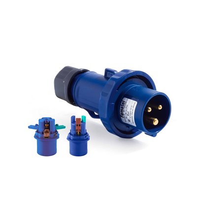Clavija industrial aerea CETAC 2P+TT 16A FAMATEL 14200CR 230V IP67 conexion rapida