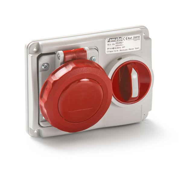 Base empotrar horizontal 3P+T 32A IP67 380-440V FAMATEL 25074 SpeedPro
