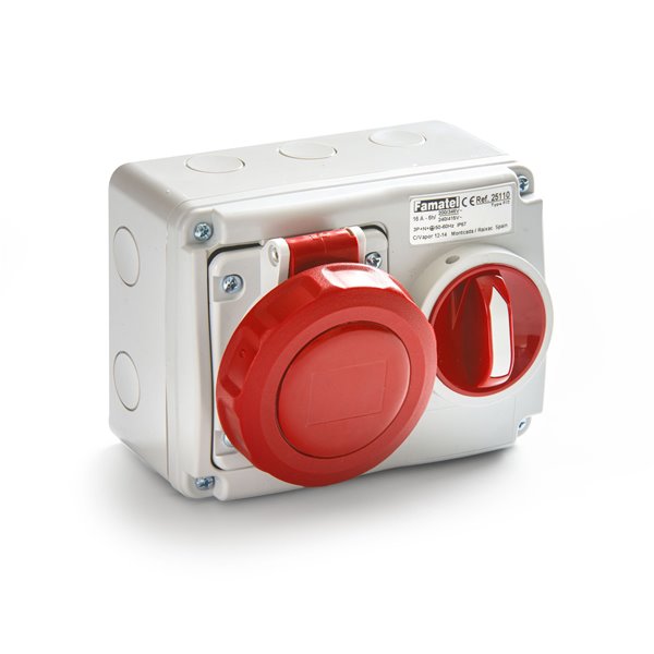 FAMATEL 25113 - Base interblocante superficie 5P 400V 32A IP67 horizontal