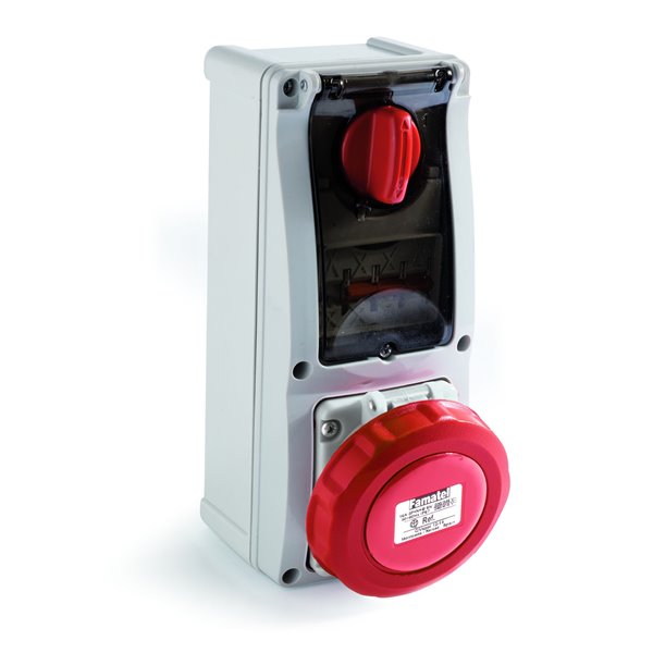 FAMATEL 25306 - Base interblocante superficie con magnetotermico 4P 400V 63A IP67 