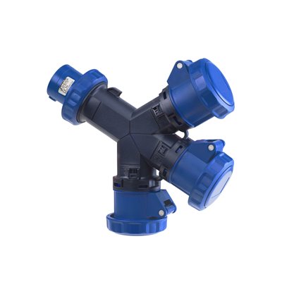 FAMATEL 16002 - Adaptador industrial 3 bases 3P 16A 230V IP67