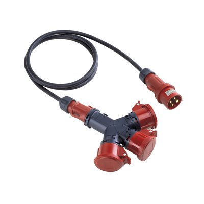 FAMATEL 31040 - Adaptador industrial 3 salidas 4P+T 16A 400V IP44