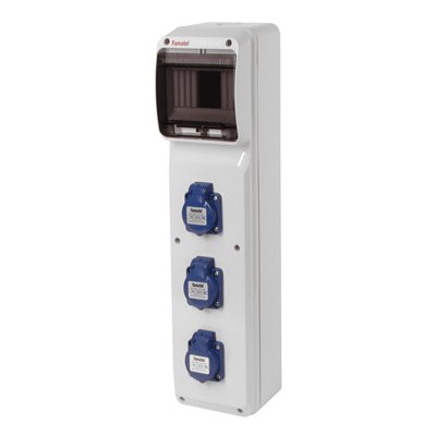 Caja ind. Acquacombi 6 mod IP54 con 2 tomas schuko + toma 2P+T 16A 220V FAMATEL 6403