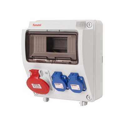 Caja ind. Acquacombi 9 mod IP54 con 2 tomas schuko FAMATEL 3957.3