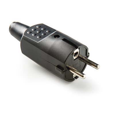 Clavija PVC 4,8mm móvil con doble toma de tierra 16A 250V FAMATEL 1104 negro