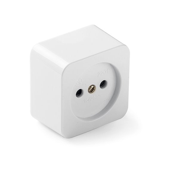 Base superficie sin toma de tierra 16A 250V FAMATEL 2201 blanco