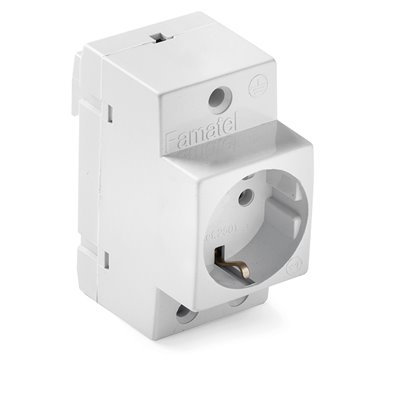 Base carril Din con toma de tierra 16A 250V FAMATEL 2501 blanco
