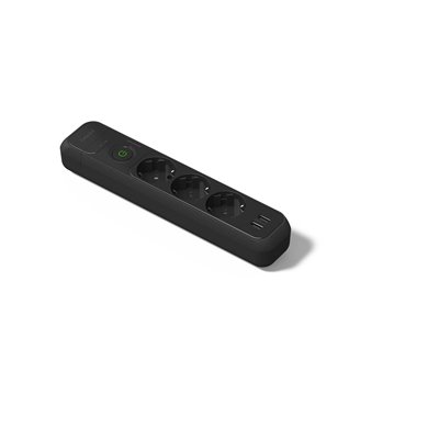 Base múltiple 3 tomas TT 16A con interruptor y USB FAMATEL 2533-N Negro