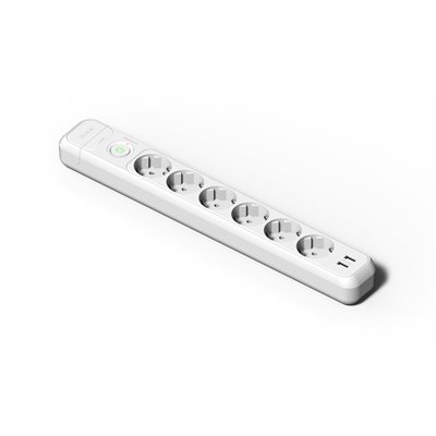 Base múltiple 6 tomas TT 16A con interruptor y USB FAMATEL 2536 Blanco