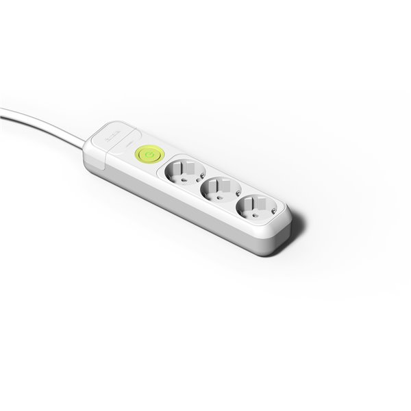 Base múltiple 3 tomas TT 16A 1,5m con interruptor FAMATEL 2623 Blanco