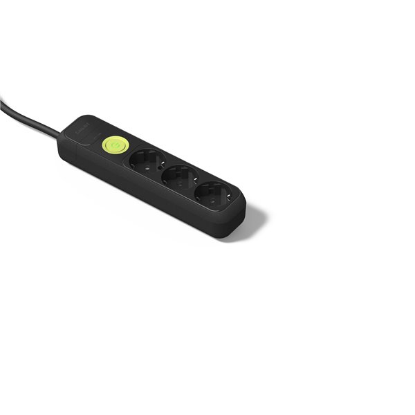 Base múltiple 3 tomas TT 16A 1,5m con interruptor FAMATEL 2623-N Negro