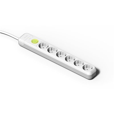 Base múltiple 6 tomas TT 16A 1,5m con interruptor FAMATEL 2518 Blanco