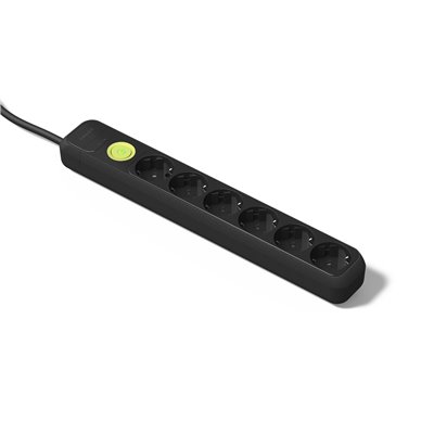 Base múltiple 6 tomas TT 16A 1,5m con interruptor FAMATEL 2518-N Negro