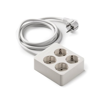 Base múltiple cuadrada 4 tomas TT 16A 1,5m FAMATEL 2514 Blanco