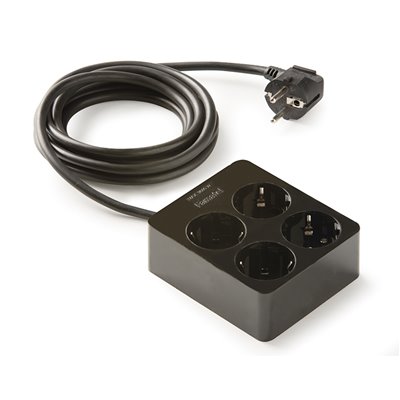 Base múltiple cuadrada 4 tomas TT 16A 1,5m FAMATEL 2514-N Negro