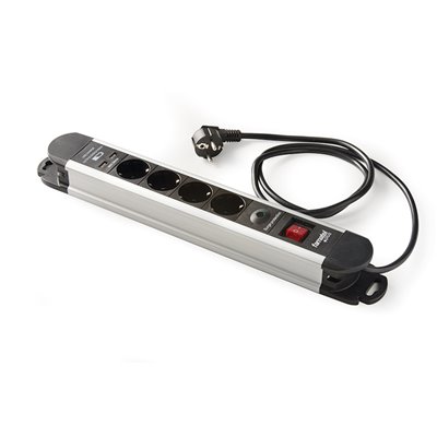 Base aluminio múltiple 4 tomas TT 16A 1,5m protección y 2 USB FAMATEL 22004