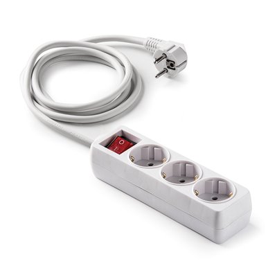Base múltiple 3 tomas TT 16A 1,5m con interruptor FAMATEL 9/703 ecológica