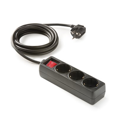 Base múltiple 3 tomas TT 16A 1,5m con interruptor FAMATEL 9/703-N ecológica