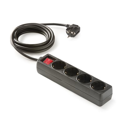 Base múltiple 4 tomas TT 16A 1,5m con interruptor FAMATEL 9/704-N ecológica