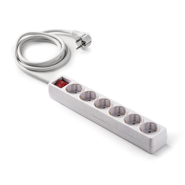 Base múltiple 6 tomas TT 16A 1,5m con interruptor FAMATEL 9/706 ecológica 