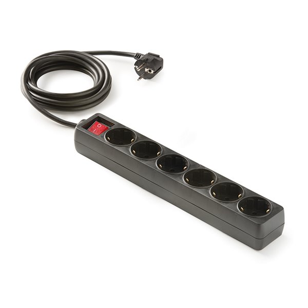 Base múltiple 6 tomas TT 16A 1,5m con interruptor FAMATEL 9/706-N ecológica