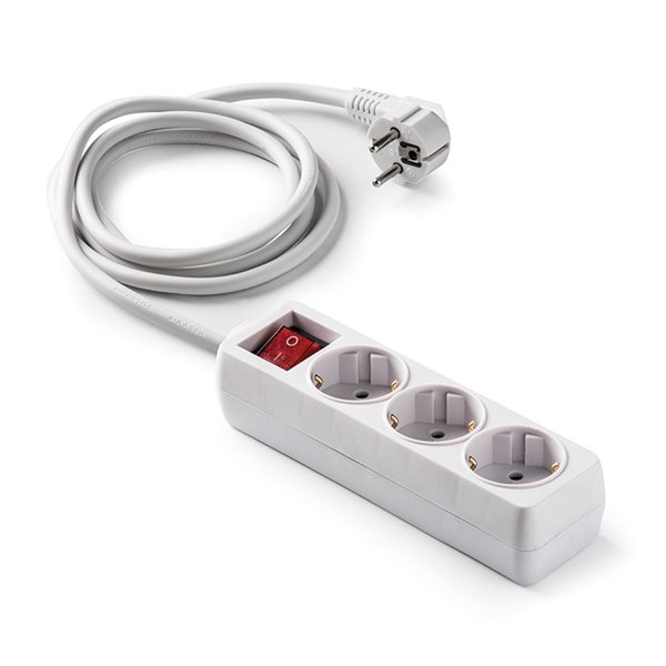 Base múltiple 3 tomas TT 16A 3m con interruptor FAMATEL 9/803 ecológica