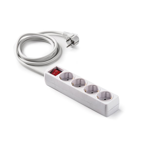 Base múltiple 4 tomas TT 16A 3m con interruptor FAMATEL 9/804 ecológica