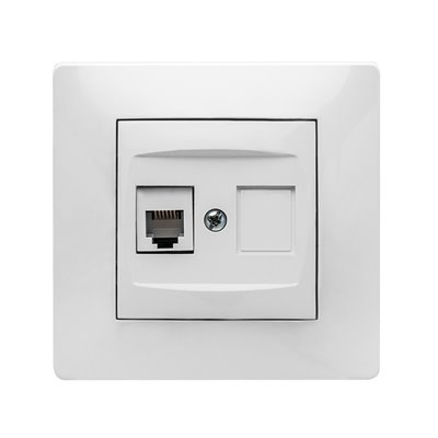 Toma teléfono RJ11 de empotrar serie Habitat 15 FAMATEL 9137 blanco