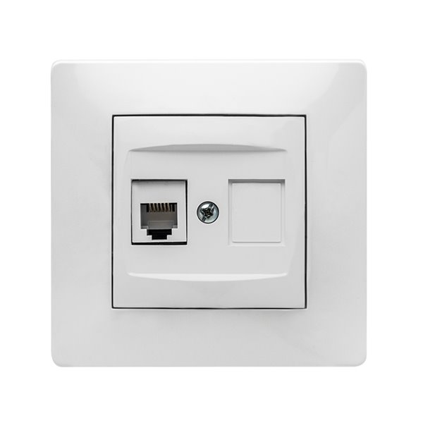 Toma teléfono RJ11 de empotrar serie Habitat 15 FAMATEL 9137 blanco