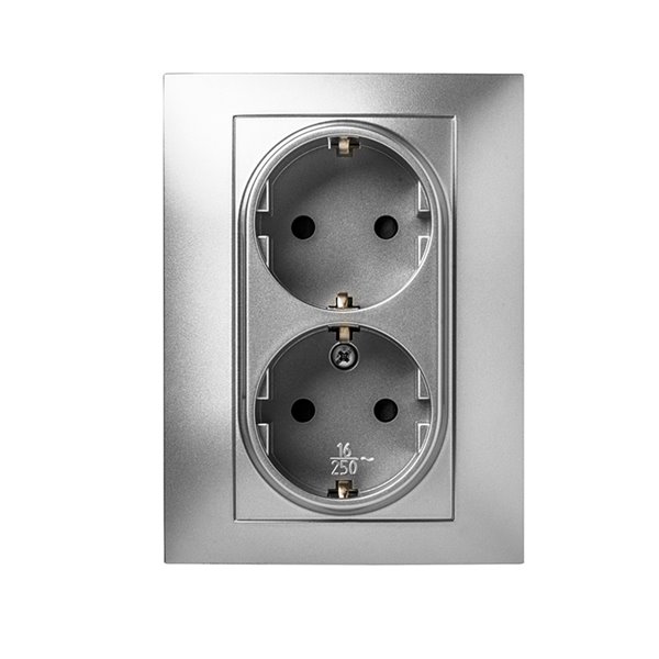 Doble Base de empotrar TT 16A 250V serie Habitat 15 FAMATEL 9225 aluminio