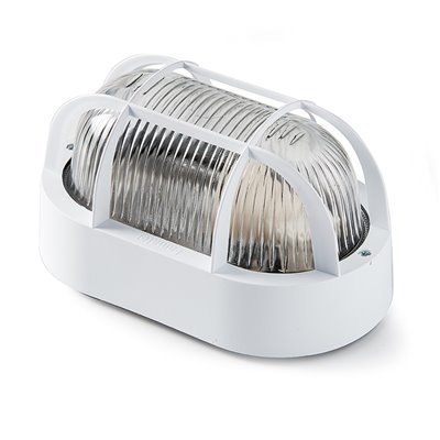 Aplique oval 60W IP44 E27 difusor cristal FAMATEL 4410G blanco