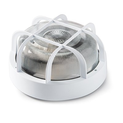 Aplique redondo 100W IP44 E27 difusor cristal FAMATEL 4411 blanco