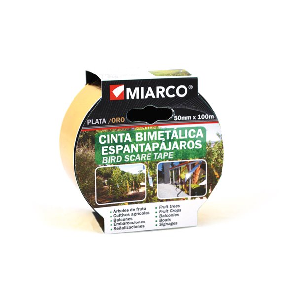 Cinta bimetalica espantapajos 50mm x 100mt Miarco 19059