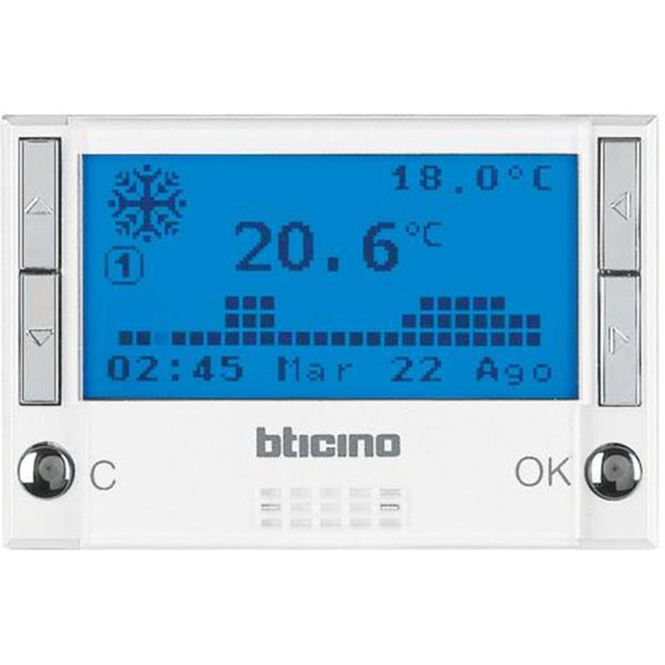 Termostato programable 6 prog BTICINO Axolute HD4451 Blanco 3 módulos
