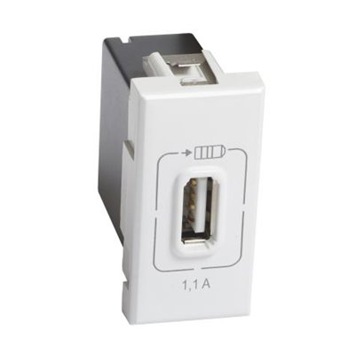 Cargador USB Bticino Axolute HD4285C1 Blanco 1 modulo