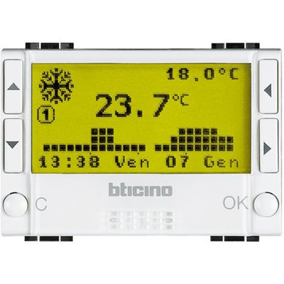 Cronotermostato programable 3 módulos BTICINO Livinglight N4451 Blanco