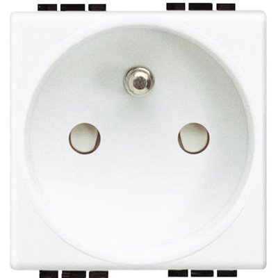 Base francesa 2P+T 16A/250V 2 módulos BTICINO Livinglight N4142 Blanco