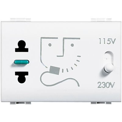 Base afeitadora 115-230V 3 módulos BTICINO Livinglight N4177 Blanco