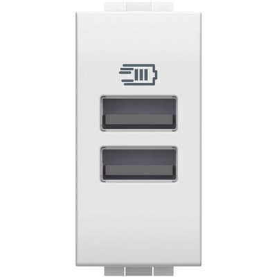 Base cargador 2xUSB A+A 1 módulo BTICINO Livinglight N4191AA Blanco