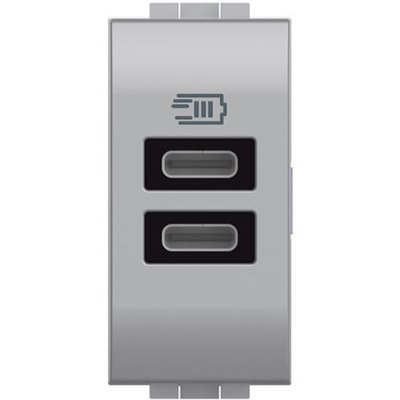 Base cargador 2xUSB C+C 1 módulo BTICINO Livinglight NT4191CC Tech