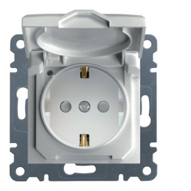 Enchufe Schuko con tapa 2P+TT 16A Hager Lumina Intense WL1160 color Blanco