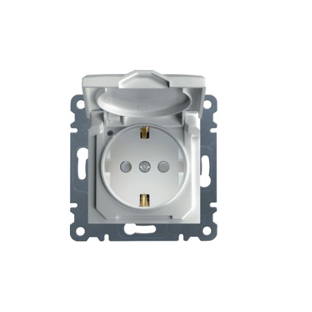 Enchufe Schuko con tapa 2P+TT 16A Hager Lumina Intense WL1160 color Blanco