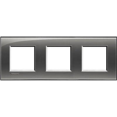 Placa 3 elementos 2+2+2 módulos Livinglight BTICINO LNA4802M3KF Fumé