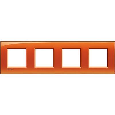 Placa 4 elementos 2+2+2+2 módulos Livinglight BTICINO LNA4802M4OD Naranja